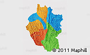 Political 3D Map of Kayah, single color outside