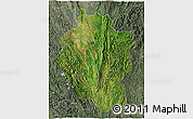 Satellite 3D Map of Kayah, semi-desaturated