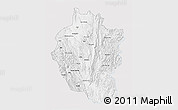 Silver Style 3D Map of Kayah, single color outside