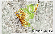 Physical 3D Map of Bawlakhe, lighten, semi-desaturated