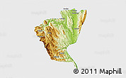 Physical 3D Map of Bawlakhe, single color outside