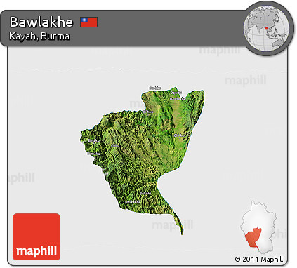 Satellite 3D Map of Bawlakhe, single color outside