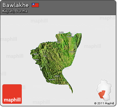 Satellite 3D Map of Bawlakhe, single color outside