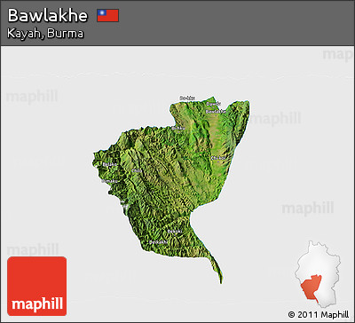 Satellite 3D Map of Bawlakhe, single color outside