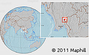 Gray Location Map of Bawlakhe, highlighted parent region, hill shading