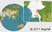 Satellite Location Map of Bawlakhe, highlighted country, highlighted parent region