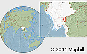 Savanna Style Location Map of Bawlakhe, highlighted country, hill shading