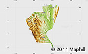 Physical Map of Bawlakhe, single color outside