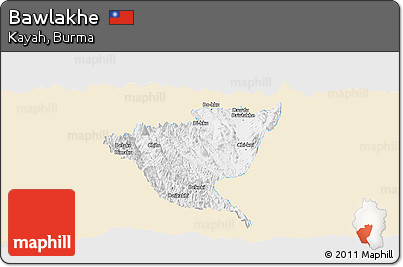 Classic Style Panoramic Map of Bawlakhe, single color outside
