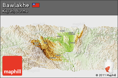 Physical Panoramic Map of Bawlakhe, lighten