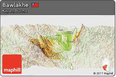 Physical Panoramic Map of Bawlakhe, lighten
