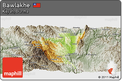 Physical Panoramic Map of Bawlakhe, semi-desaturated