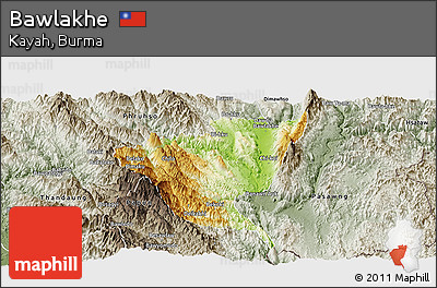 Physical Panoramic Map of Bawlakhe, semi-desaturated