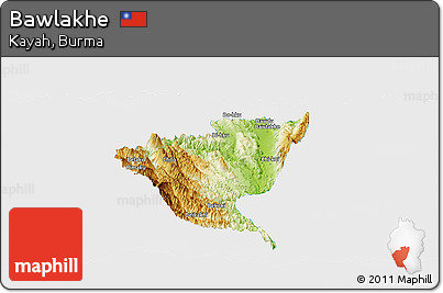 Physical Panoramic Map of Bawlakhe, single color outside