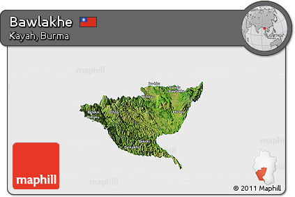 Satellite Panoramic Map of Bawlakhe, single color outside