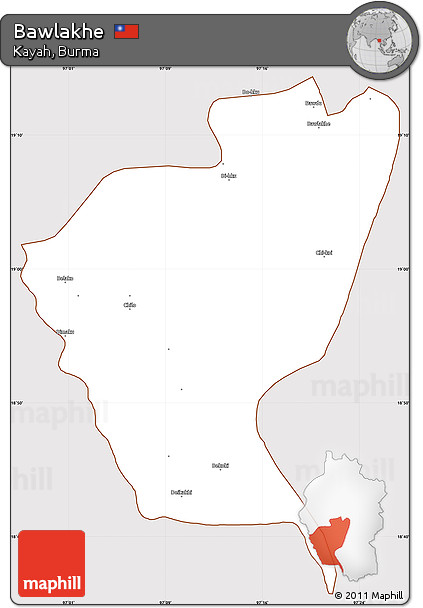 Classic Style Simple Map of Bawlakhe, cropped outside