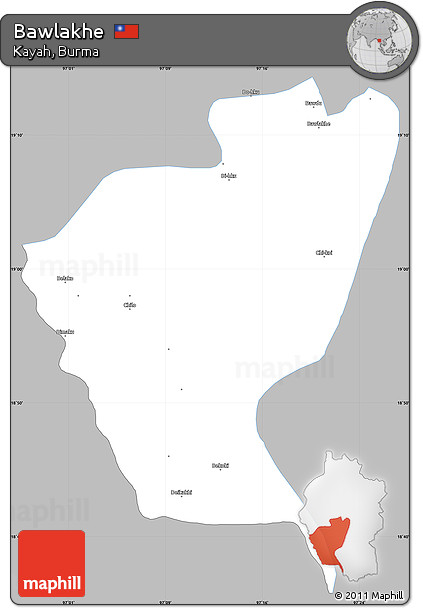 Gray Simple Map of Bawlakhe, single color outside