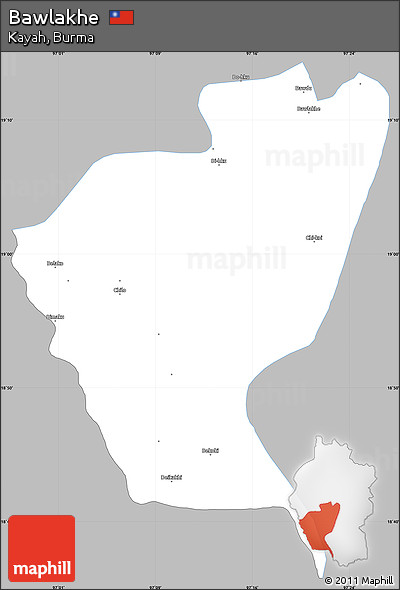 Gray Simple Map of Bawlakhe, single color outside