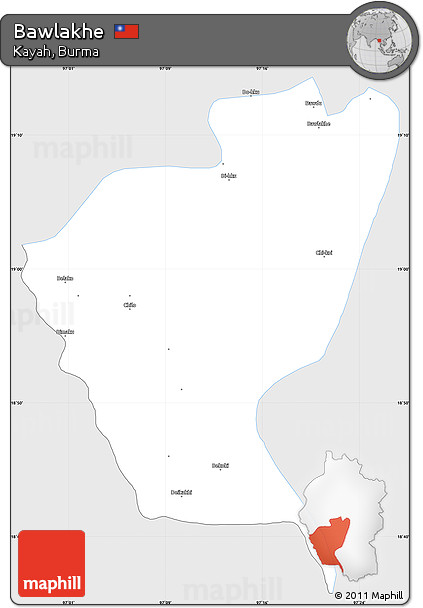 Silver Style Simple Map of Bawlakhe, single color outside