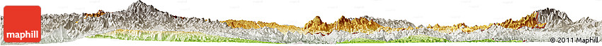 Physical Horizon Map of Kayah, lighten, semi-desaturated