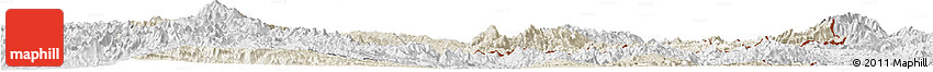 Shaded Relief Horizon Map of Kayah, lighten, desaturated