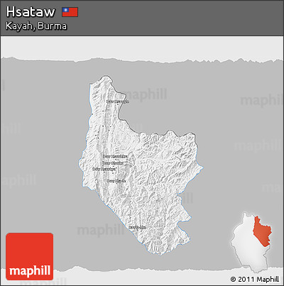 Gray 3D Map of Hsataw, single color outside