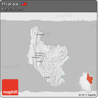 Gray 3D Map of Hsataw, single color outside