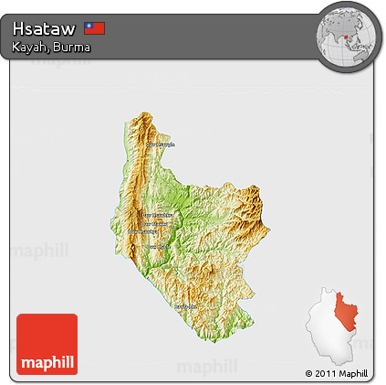 Physical 3D Map of Hsataw, single color outside