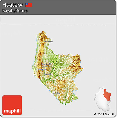 Physical 3D Map of Hsataw, single color outside
