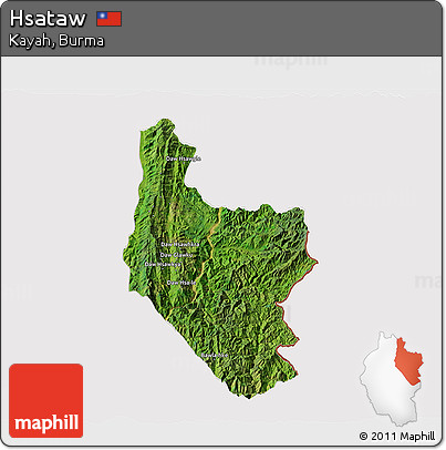 Satellite 3D Map of Hsataw, cropped outside
