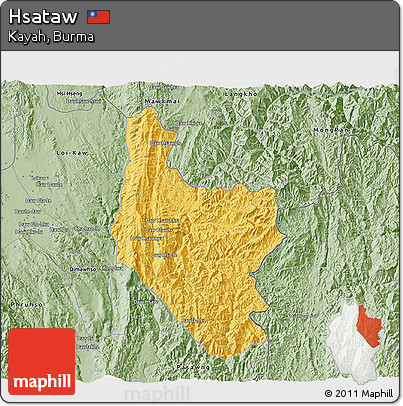 Savanna Style 3D Map of Hsataw