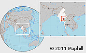 Gray Location Map of Hsataw, highlighted country, highlighted parent region, within the entire country