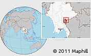 Gray Location Map of Hsataw, highlighted country, highlighted parent region