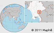 Gray Location Map of Hsataw, highlighted country