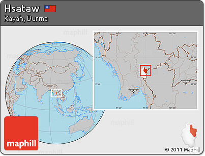 Gray Location Map of Hsataw, highlighted parent region