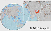 Gray Location Map of Hsataw, hill shading