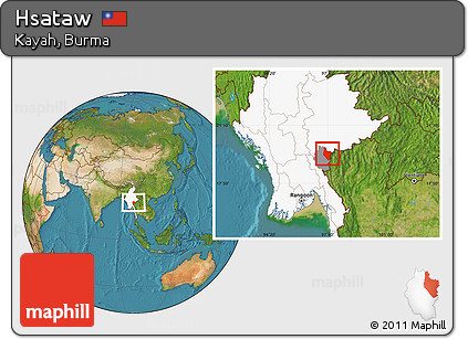 Satellite Location Map of Hsataw, highlighted country, highlighted parent region