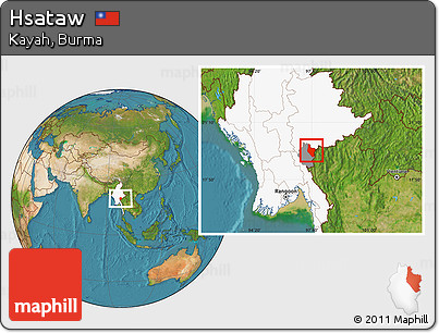 Satellite Location Map of Hsataw, highlighted country, highlighted parent region