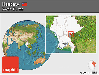 Satellite Location Map of Hsataw, highlighted country, highlighted parent region