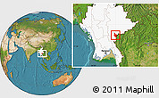 Satellite Location Map of Hsataw, highlighted country