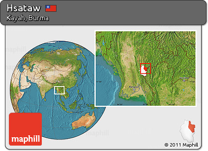 Satellite Location Map of Hsataw, highlighted parent region