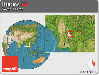Satellite Location Map of Hsataw, highlighted parent region