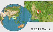 Satellite Location Map of Hsataw, highlighted parent region