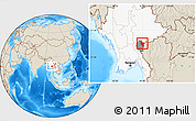 Shaded Relief Location Map of Hsataw, highlighted country, highlighted parent region