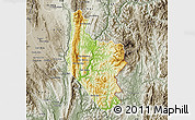 Physical Map of Hsataw, semi-desaturated