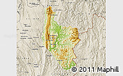 Physical Map of Hsataw, shaded relief outside