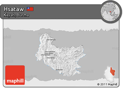 Gray Panoramic Map of Hsataw, single color outside