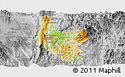 Physical Panoramic Map of Hsataw, desaturated