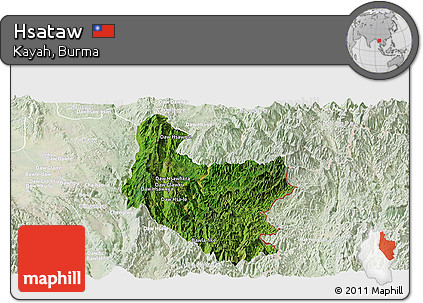 Satellite Panoramic Map of Hsataw, lighten