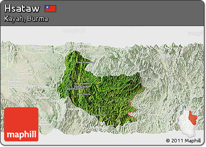 Satellite Panoramic Map of Hsataw, lighten